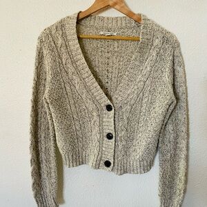 American Eagle Outfitters cable knit cardigan sweater with a button-up front Med